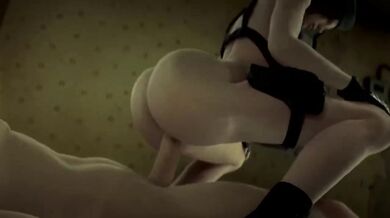 Busty cowgirl rides hard in doggy style