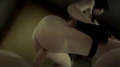 Busty cowgirl rides hard in doggy style