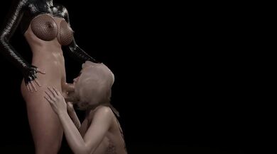 Slutty girl gets her pussy devoured by a futanari's massive cock before getting slammed in the ass.