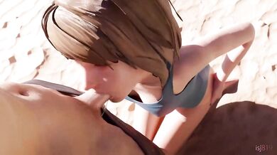 Pornstar Max Caulfield Gets Her Mouth Fucked on the Sandy Shores in 'Beach Blowjob - Isj819'