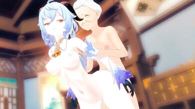 Madame Ping Takes On Ganyu in a Hot Hentai Threesome