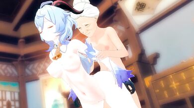 Madame Ping Takes On Ganyu in a Hot Hentai Threesome
