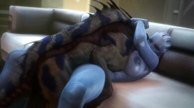 Lazy Liara and her Huge Beastly Boyfriend, the Varren