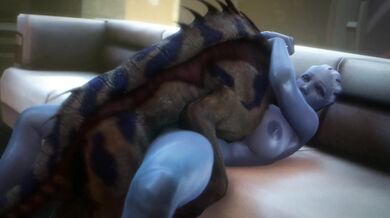 Lazy Liara and her Huge Beastly Boyfriend, the Varren