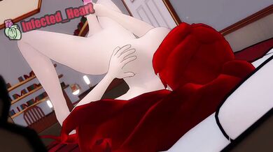 Busty Futanari Pyrrha Masturbates with Giant Dick