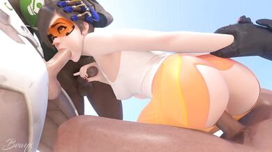 Fucked by Threesome of Cocks: Overwatch Tracer's Fantasy
