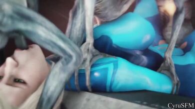 Samus Aran's Tight Space Suit Gives Way to Her Hardcore Desires in [PMV]