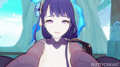 Shrine Creampie Rape: Raiden Shogun's Violation