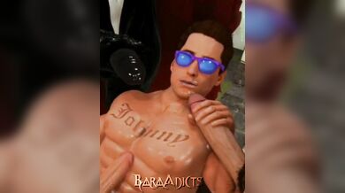 Johnny Cage gets fucked by three massive cocks!