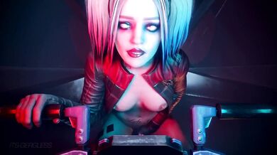 Dildo-riding Harley Quinn gets hardcore in this hentai porn!