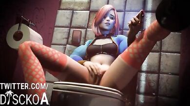 D.va Takes on a Gang of Naughty Bathroom Bangers in the Disco!