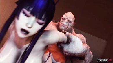 Fucking a Sexy Nyotengu while an Obese Orc Watches [HD Quality]