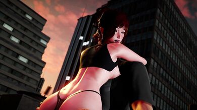 Riding and Taking from Behind with a Naughty Angel on Top of the Building