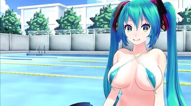 Hatsune Miku's Naughty Poolside Fun in a Tiny Bikini: Acid39's MMD Micro Party