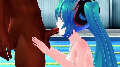 Hatsune Miku's Naughty Poolside Fun in a Tiny Bikini: Acid39's MMD Micro Party