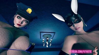 Busty Futanari Bitches Ream Cocks with Their Big Dicks in 'Futa Fright Night'!