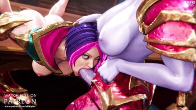 Shyvana's Futanari Fun with Fiora's Face Fucking