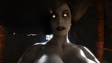 Mistress Lady Dimitrescu Dominates with Her Huge Strap-on Cock, Serving Her Submissive Slave