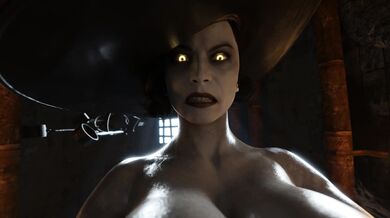 Mistress Lady Dimitrescu Dominates with Her Huge Strap-on Cock, Serving Her Submissive Slave