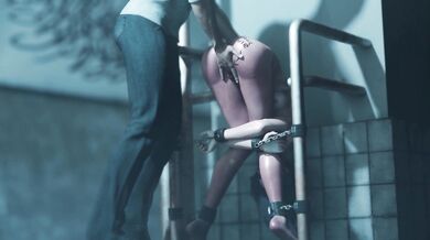 Asian beauty Ada Wong tied up and teased in a steamy bathroom sex session.