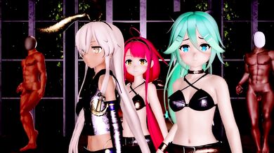 Three Sisters Go BAAM in Masturbation Frenzy [MMD R18]
