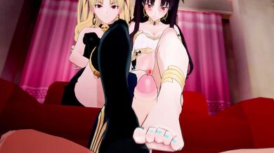 Goddesses of Love and Death Receive Twin Foot Worship