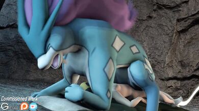 Fucking Suicune with a Glitched Securitron and a Human Male!