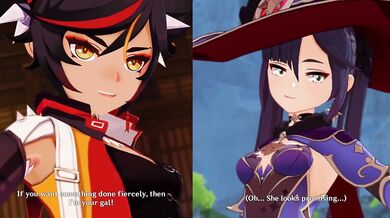 Massive Mona Masturbates with Huge Heterochromia Eyes (Genshin Impact / Futanari)
