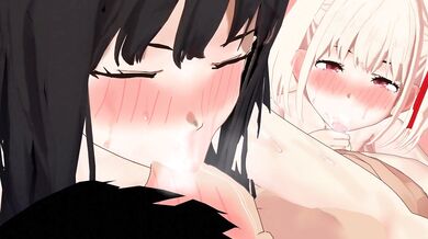 Takina and Chisato's Oral Excellence with Fellatio & Kissing