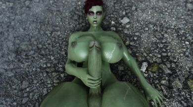 Humongous Cocks: The Futanari Orc's Jerk-off Session in the Downpour
