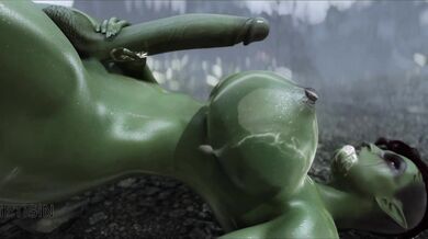 Humongous Cocks: The Futanari Orc's Jerk-off Session in the Downpour
