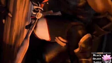 Momiji Gets Ravaged by Ryu Against a Pillar - Black Spleen Lotus