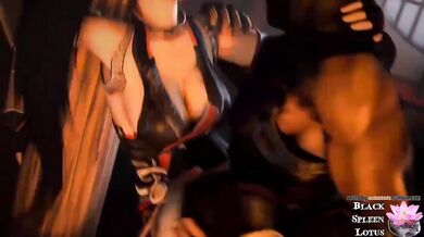 Momiji Gets Ravaged by Ryu Against a Pillar - Black Spleen Lotus