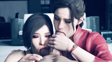 Claire Redfield and Leon Scott Kennedy's Hardcore Threesome with Ada Wong