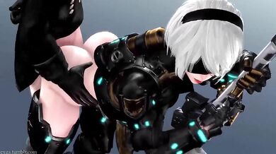 Awkward Tentacle Mishap: 2B's Unforgettable Night with an Exga