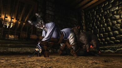 Skyrim Whore Filled with Sexual Desires Robs Beastly Monster's Semen