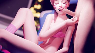 Deepthroat D.Va's huge tits with a side of anal