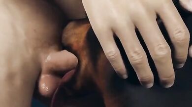 Deep Throating Doggy Style with a Hairy Beast