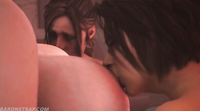 Claire, Jill and Lady Dimitrescu Get Their Strap-Ons Out for Some Hot Lesbian Action in 'BaronStrap'