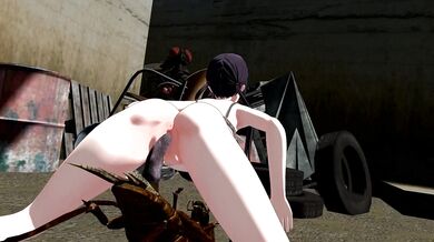 Slutty Office Lady Gets Buggy Sex in the Sewers!