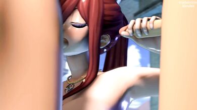 Erza Scarlet Diligencia a Dos Reclutas por el Amor al Culo