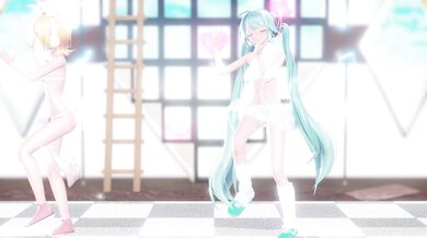 Miku and Rin - Lap Tapping Love Underwear Uncensored