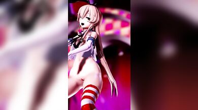 Shimakaze's Slutty Spread-Eagle Fuck Fest [MMD R18]