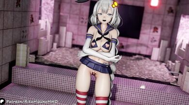 Kinky KonKon's Sexy Dancerise - Shimakaze's Cosplay Cum Playtime with Kizuna Akari [R-18 MMD]