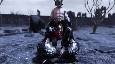 Dovahkiin's MILFy fantasy comes true with Serana and her mother Valeriсa's hot threesome action!
