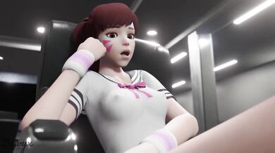 Sticky Situation: D.va Gets Trap-Sized Under Table (Ultra HD)