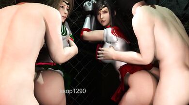 Aerith's Tight Slit Gets Ravaged by Sailor Tifa's Huge Cock