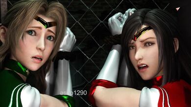 Aerith's Tight Slit Gets Ravaged by Sailor Tifa's Huge Cock