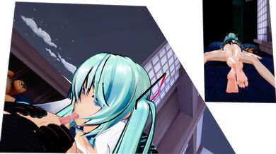 Mecha Hatsune Miku Gives Blowjobs and Handjobs to Futuristic Cyborg [Bazett].