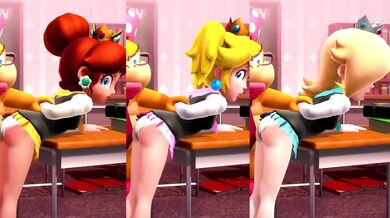 Sailor Daisy's Tight Pussy Gets Banged by Peach and Rosalina at School!